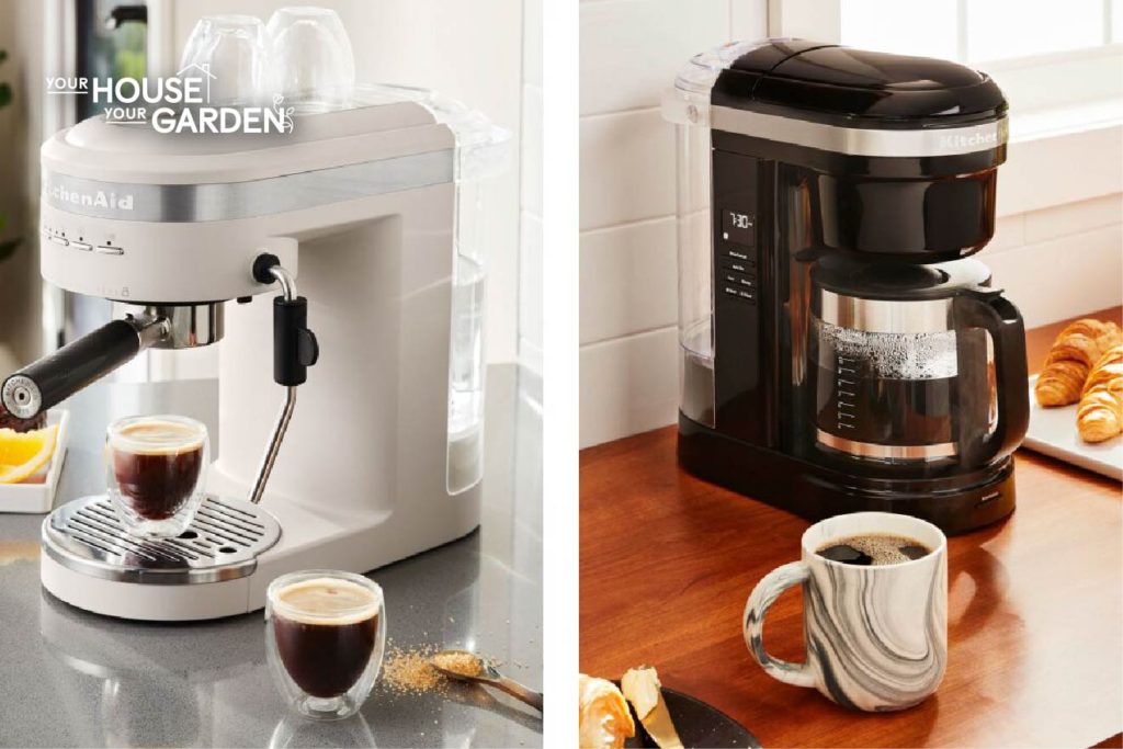 a coffee maker and an espresso machine