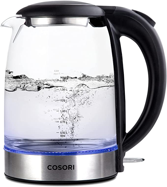 COSORI Electric Kettle 1.7 Liter Glass Tea Kettle & Hot Water Boiler