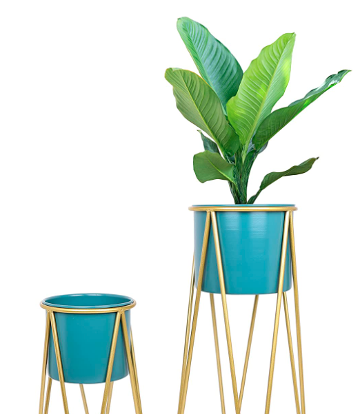 Metal Monstera Planter Set with Stands