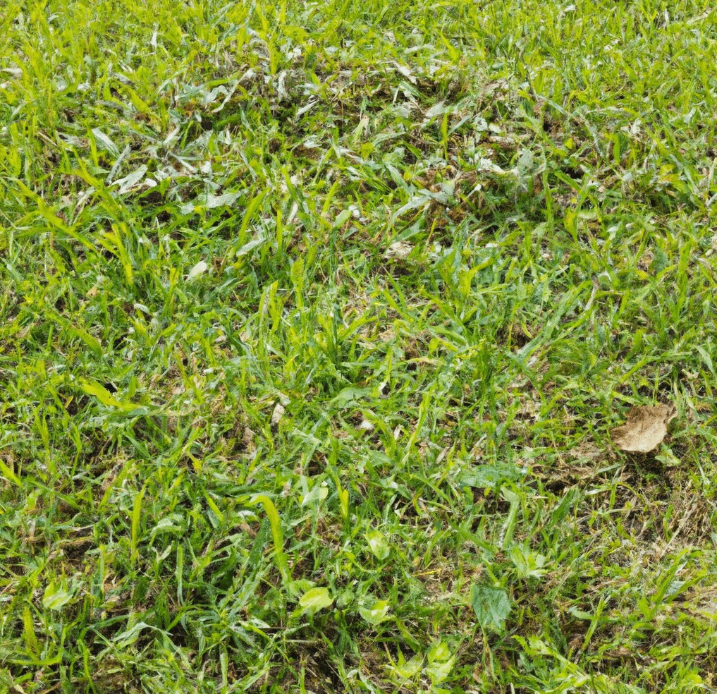 weeds coming out in a lawn with Bermuda grass