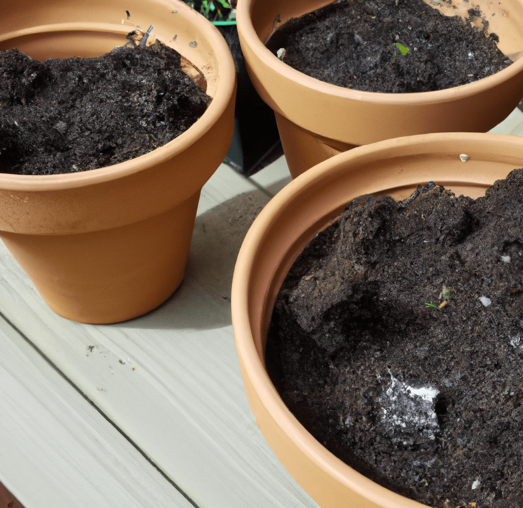 Different kind of potting soil in planters